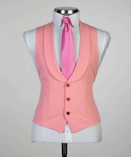 Trendy Pink Pointed Lapel three Piece Slim Fit Men for Prom_3