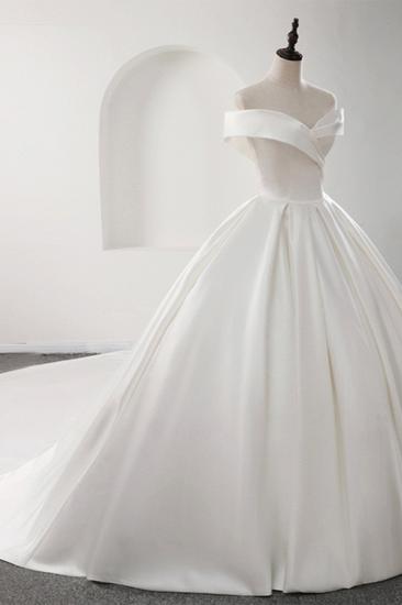 Bradyonlinewholesale Glamorous White Satin Ruffles Wedding Dresses Off-the-shoulder A-line Bridal Gowns Online_3