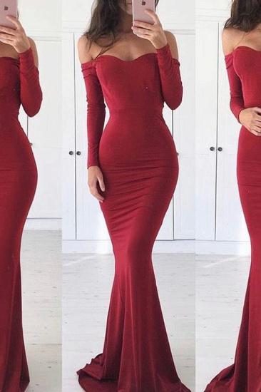 Long Sleeve Off The Shoulder Evening Dress Cheap Sexy Bodycon Formal Dress_2