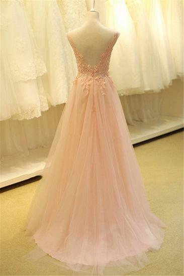 Formal Lace Tulle Long Pink Prom Dresses Open Back Floor Length Beautiful Zipper Plus Size Cute Evening  Dress TB0076_2