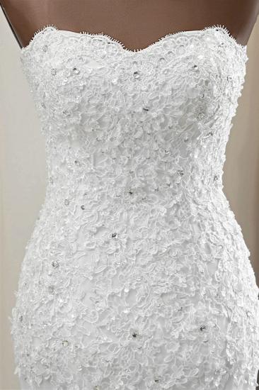 Bradyonlinewholesale Chic Strapless Lace Appliques White Mermaid Wedding Dresses with Beadings Online_5