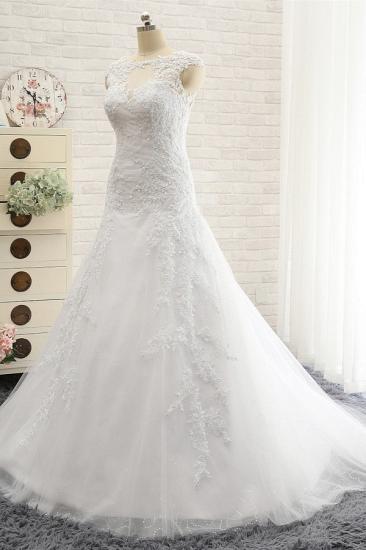 Bradyonlinewholesale Modest Sleeveless Jewel Wedding Dresses With Appliques White Mermaid Bridal Gowns On Sale_3