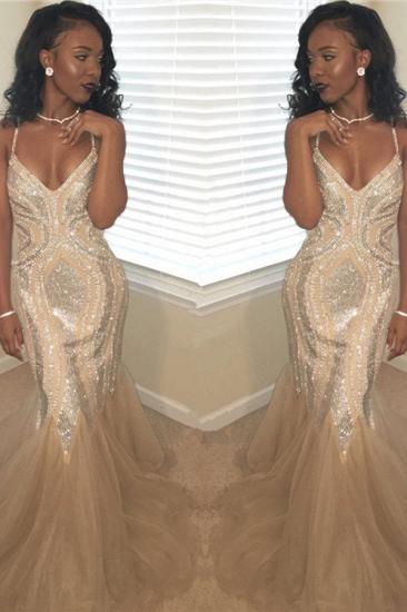 Spaghetti Straps Sparkle Sequins Prom Dress Cheap Online |  Sleeveless Mermaid Sexy Evening Gowns_2