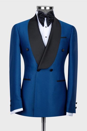 Latest Design Royal Blue Shawl Lapel Double Breasted Best Fit Men Suit