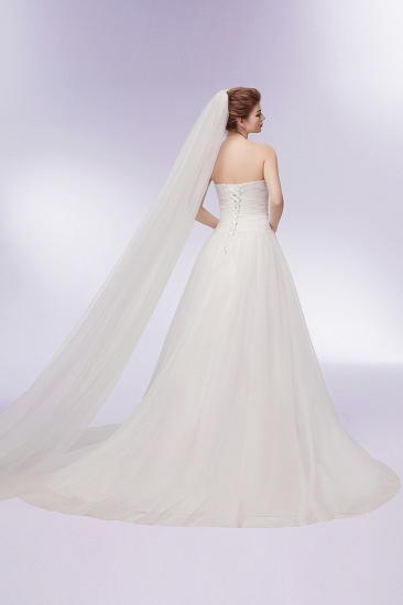 A-line Sweetheart Strapless Tulle Wedding Dresses with Feathers_2