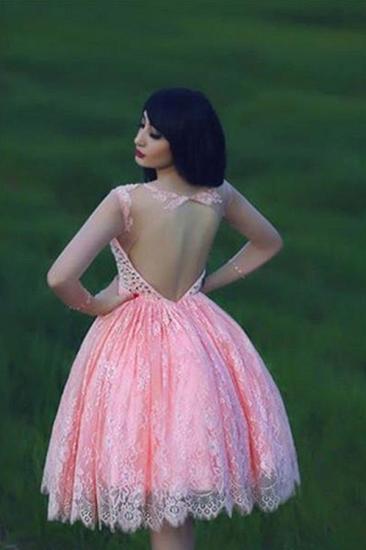 Cute Pink Lace Crystal Short Homecoming Dresses Open Back Mini Designer Fitted Cocktail Dress for Juniors_2