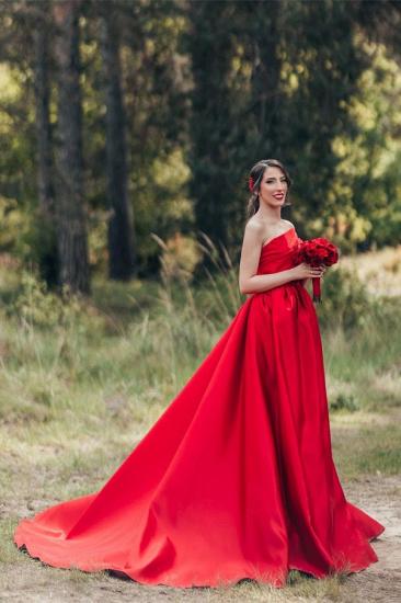 Red Wedding Dresses A Line | Satin Wedding Dresses Cheap_4