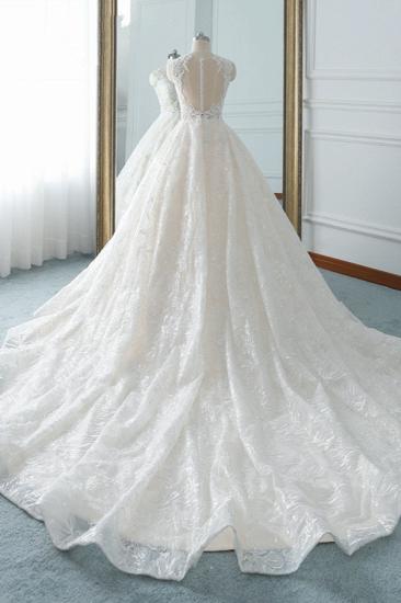 Bradyonlinewholesale Elegant Jewel White Tulle Lace Wedding Dress Sleeveless Appliques A-Line Bridal Gowns Online_2