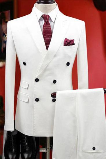 White Bubble Breast Wedding Suit |  Mens Groom Tuxedo Set of 2_2