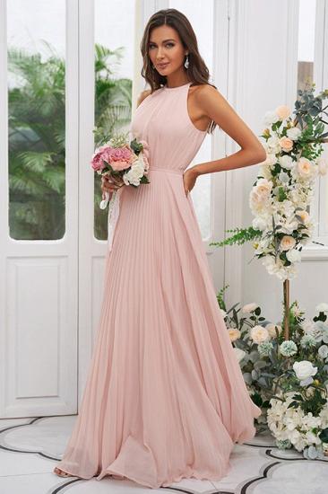 Simple Long Pink Sleeveless Evening Dress | Chiffon Ball Gown Evening Dress_3