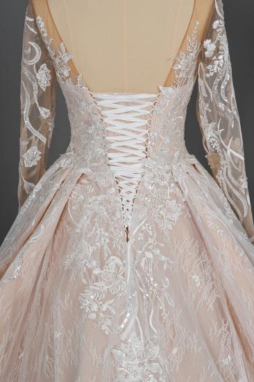 Long sleeves Sweetheart Ball Gown lace wedding dress_9
