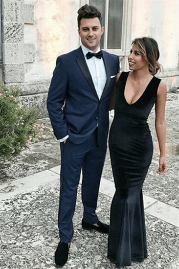 Navy Prom Dress | Notched Lapel Slim Fit Mens Suit_2