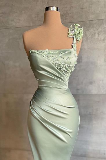 One-shoulder Satin Mermaid Floor-Length Prom Dress_2