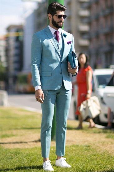 Formal Handsome Blue Notched Lapel Two Piece Business Men Suit Online_1