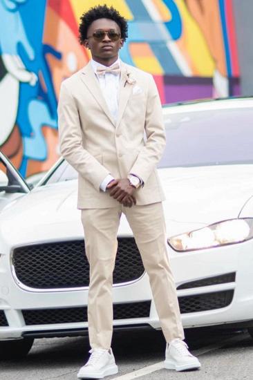 Walker Light Khaki Notched Lapel Two Buttons Prom Suits_2