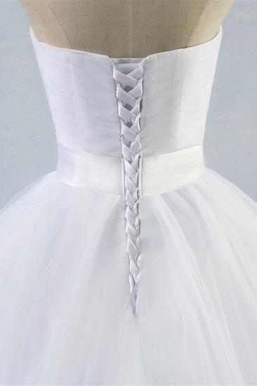 Bradyonlinewholesale Chic Strapless Sweetheart White Tulle Wedding Dress Sleeveless Beadings Bridal Gowns with Sash_2