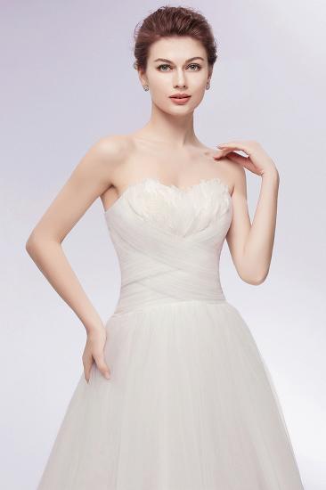 A-line Sweetheart Strapless Tulle Wedding Dresses with Feathers_3