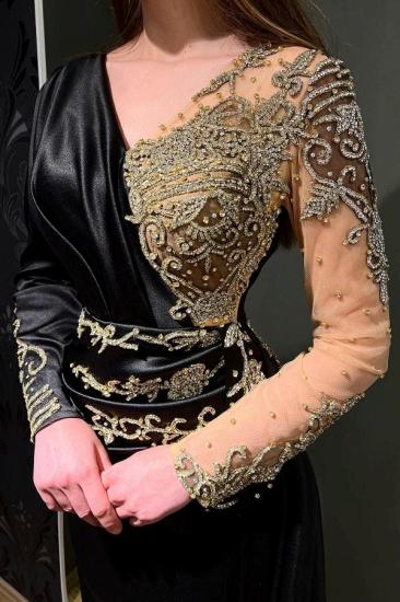 Elegant evening dresses long black | prom dresses with sleeves_2