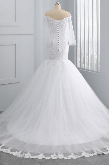 Bradyonlinewholesale Gorgeous Off-the-Shoulder Sweetheart Tulle Wedding Dress White Mermaid Lace Appliques Bridal Gowns Online_2