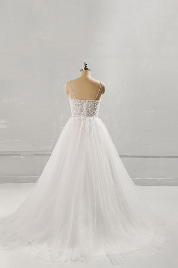 Bradyonlinewholesale Gorgeous Sweetheart Lace Top White Long Wedding Dress Spaghetti Straps Sleeveless Bridal Gowns On Sale_2