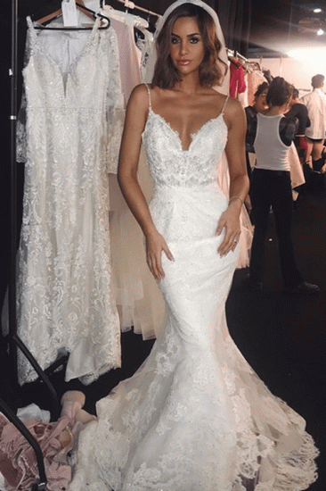 Backless Wedding Dresses Lace Mermaid | Sexy Spaghetti Straps Bride Dress_1