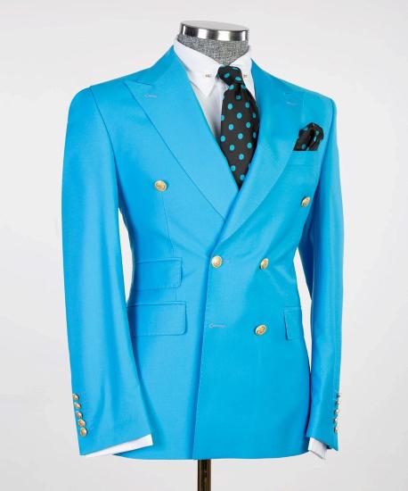Fashion light blue slim fit two-piece men's suit with pointed collar_4