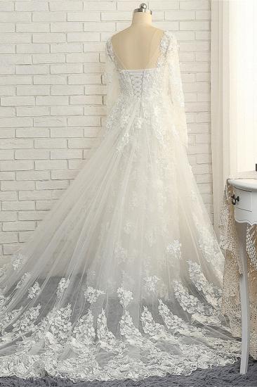 Bradyonlinewholesale Glamorous White Mermaid Lace Wedding Dresses With Appliques Longsleeves Jewel Bridal Gowns On Sale_3