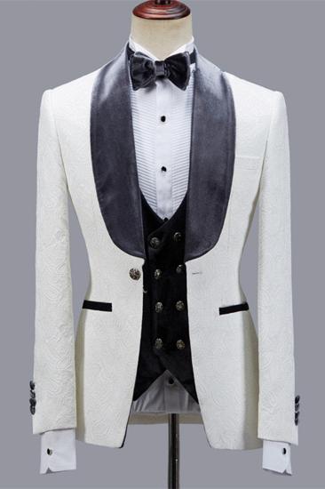 Maverick Fashion Jacquard Slim Shawl Lapel Wedding Mens Suit_1
