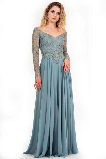 Charming Long Sleeves Chiffon Floral Lace Evening Maxi Dress_1