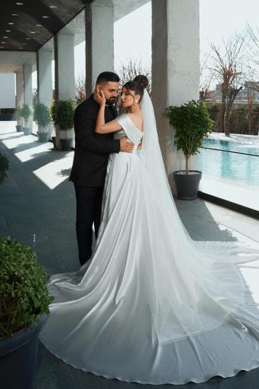 Designer Wedding Dresses Mermaid Style with Lace Satin Bridal Gowns_5