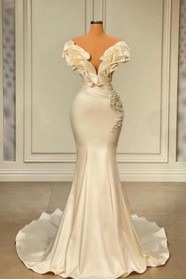 Chic Sleeveless Mermaid Prom Dress Ruffle Sleeve Satin Slim Fit Party Dress_1