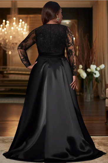 Black Mother of the Bride Dresses With Lace Sleeves Mother of the Bride Dress Plus Size_2