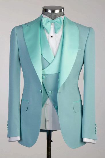 Russell Mint Peaked Lapel Three Pieces Prom Suits_1