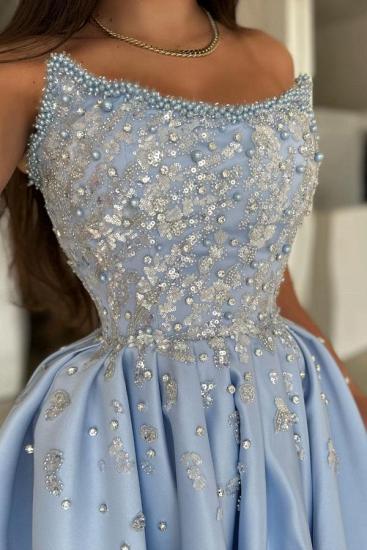 Lavender Evening Dresses Long Satin Prom Dresses Ball Gowns with Glitter_4