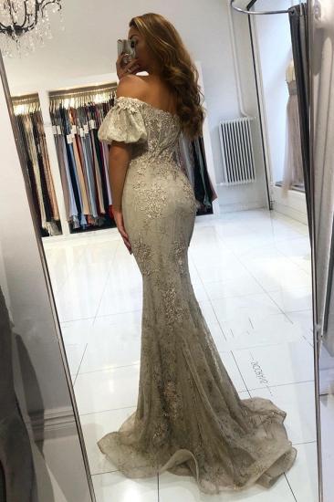 Stunning Off Shouder puffy Sleeves Lace Mermaid Evening Maxi Dress_2