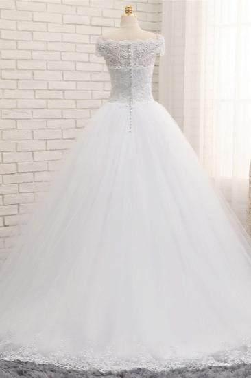 Bradyonlinewholesale Modest Bateau Tulle Ruffles Wedding Dresses With Appliques A-line White Lace Bridal Gowns On Sale_2