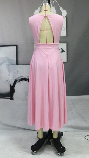 Chic Satin V-Neck Anke Length Formal Dress Sleeveless Evening Party Dress with Side Pockets Daily Wear Dress_6