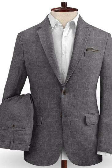 Moises Dark Grey Casual Linen Tuxedo | Slim Fit Simple Mens Blazer_2