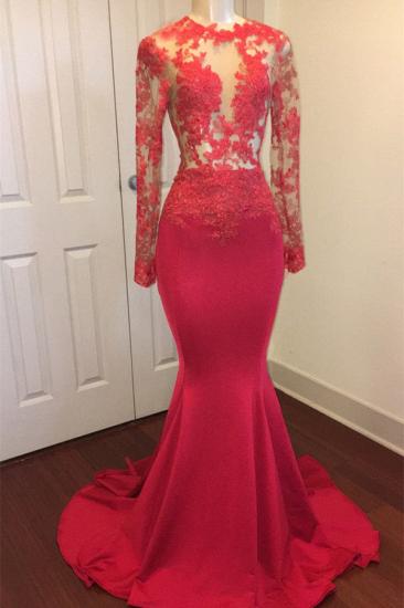 Lace Appliques See Through Prom Dresses Sexy | Long Sleeve Mermaid Evening Dress_1