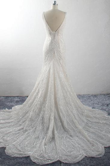 Bradyonlinewholesale Sexy Deep-V-Neck Sleeveless Wedding Dress Sparkly Sequins Mermaid Long Bridal Gowns On Sale_2