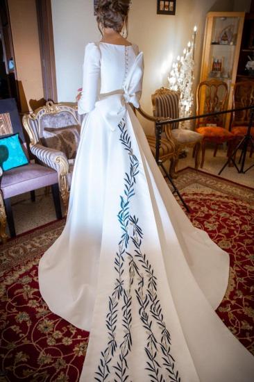 Elegant A-line Long Sleeve Wedding Dresses | Appliques Bridal Gowns Online_4