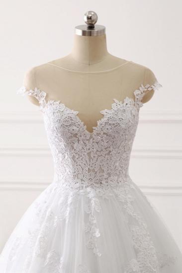 Bradyonlinewholesale Affordable Jewel Tulle Lace White Wedding Dress Sleeveless Appliques Bridal Gowns Online_5