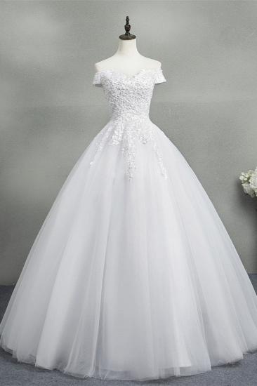 Bradyonlinewholesale Stunning Off-the-Shoulder Sweetheart Wedding Dresses Short Sleeves Lace Appliques Bridal Gowns On Sale_1