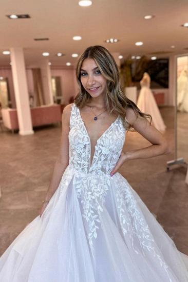 Sexy Wedding Dresses V Neck | A line wedding dresses with lace_3