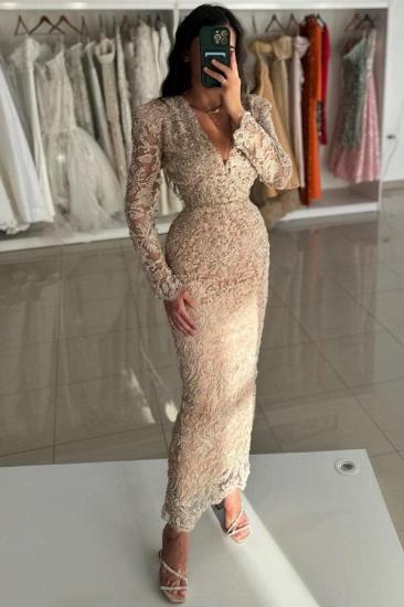 Elegant Evening Dresses Short Lace Cocktail Dresses Party Dresses With Sleeves_4
