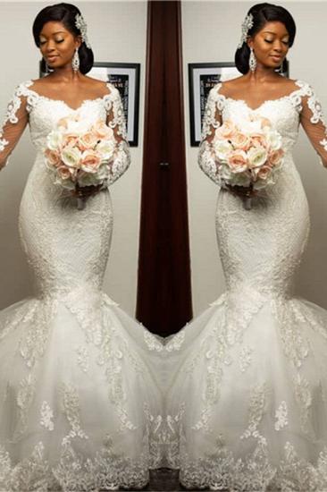 Mermaid Lace Appliques Wedding Dresses with Sleeves | Sexy Plus Size Wedding Gowns Onine_2