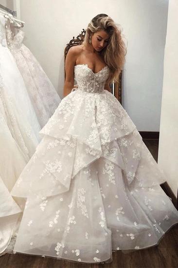 Timeless Sweetheart Tulle Ball Gown Wedding Dresses with Floral Ruffles