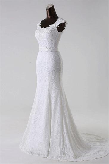 Bradyonlinewholesale Gorgeous Lace Jewel Mermaid White Wedding Dresses with Appliques Online_3