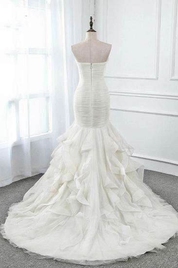 Bradyonlinewholesale Chic Strapless Sweetheart Ivory Wedding Dresses Ruffles Tulle Sleeveless Bridal Gowns with Feather_2