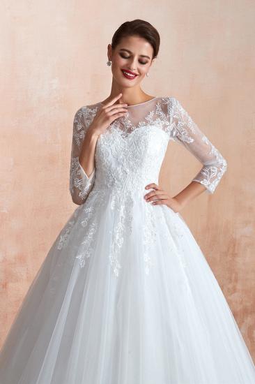 Canace | Romantic Long sleeves Lace Ball Gown Wedding Dress, Fully covered Buttons Bridal Gowns with Court Train_4